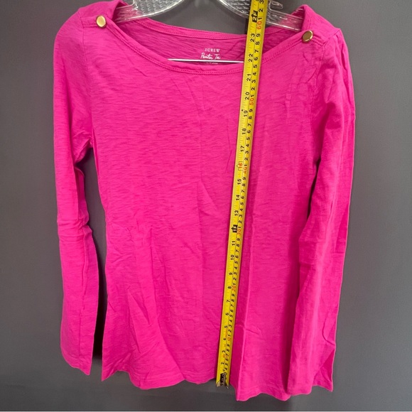 J.CREW painter tee gold buttoned wide neck long sleeve hot pink Barbie core top - Picture 7 of 7